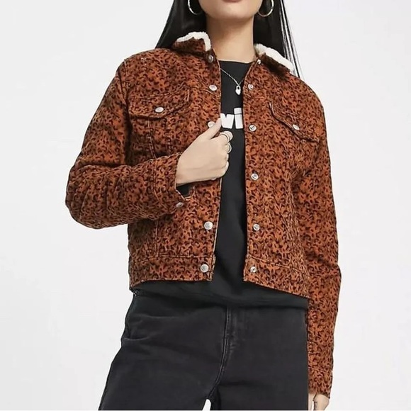 Sherpa collar leopard trucker jacket - Picture 4 of 9